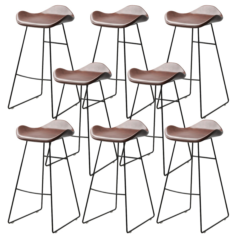Industrial Style Bar-stool PU Leather Counter Bar Stool with Metal Legs for Home Coffee 8 Piece Set Clearhalo 'Bar Furniture' 'Bar Stools' 'bar_stools' 'furn' 'furn_bar_stools' 'Furniture' 'furniture_bar_stools' 'Kitchen & Dining Furniture' 5003148