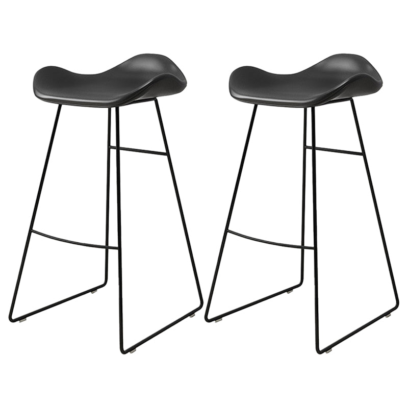 Industrial Style Bar-stool PU Leather Counter Bar Stool with Metal Legs for Home Black 2 Piece Set Clearhalo 'Bar Furniture' 'Bar Stools' 'bar_stools' 'furn' 'furn_bar_stools' 'Furniture' 'furniture_bar_stools' 'Kitchen & Dining Furniture' 5003150