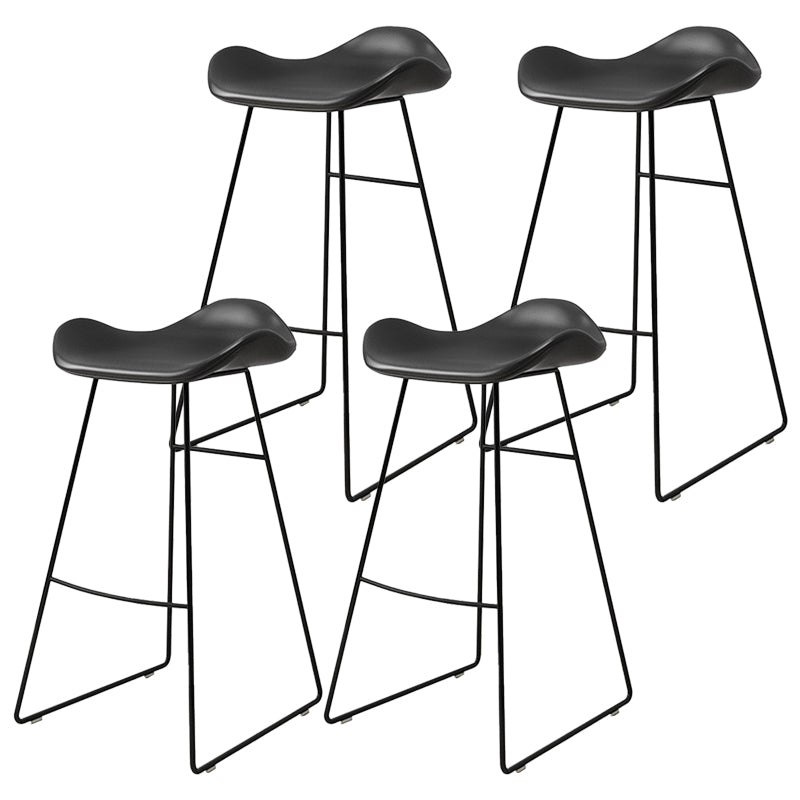 Industrial Style Bar-stool PU Leather Counter Bar Stool with Metal Legs for Home Black 4 Piece Set Clearhalo 'Bar Furniture' 'Bar Stools' 'bar_stools' 'furn' 'furn_bar_stools' 'Furniture' 'furniture_bar_stools' 'Kitchen & Dining Furniture' 5003153