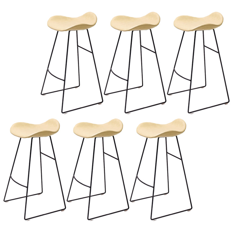 Industrial Style Bar-stool PU Leather Counter Bar Stool with Metal Legs for Home Beige 6 Piece Set Clearhalo 'Bar Furniture' 'Bar Stools' 'bar_stools' 'furn' 'furn_bar_stools' 'Furniture' 'furniture_bar_stools' 'Kitchen & Dining Furniture' 5003161