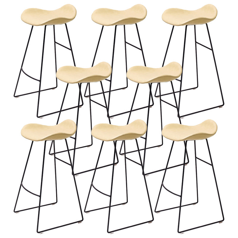 Industrial Style Bar-stool PU Leather Counter Bar Stool with Metal Legs for Home Beige 8 Piece Set Clearhalo 'Bar Furniture' 'Bar Stools' 'bar_stools' 'furn' 'furn_bar_stools' 'Furniture' 'furniture_bar_stools' 'Kitchen & Dining Furniture' 5003162