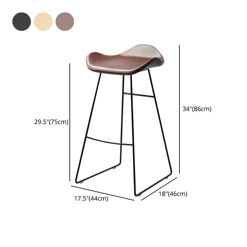 Industrial Style Bar-stool PU Leather Counter Bar Stool with Metal Legs for Home Clearhalo 'Bar Furniture' 'Bar Stools' 'bar_stools' 'furn' 'furn_bar_stools' 'Furniture' 'furniture_bar_stools' 'Kitchen & Dining Furniture' 5003165