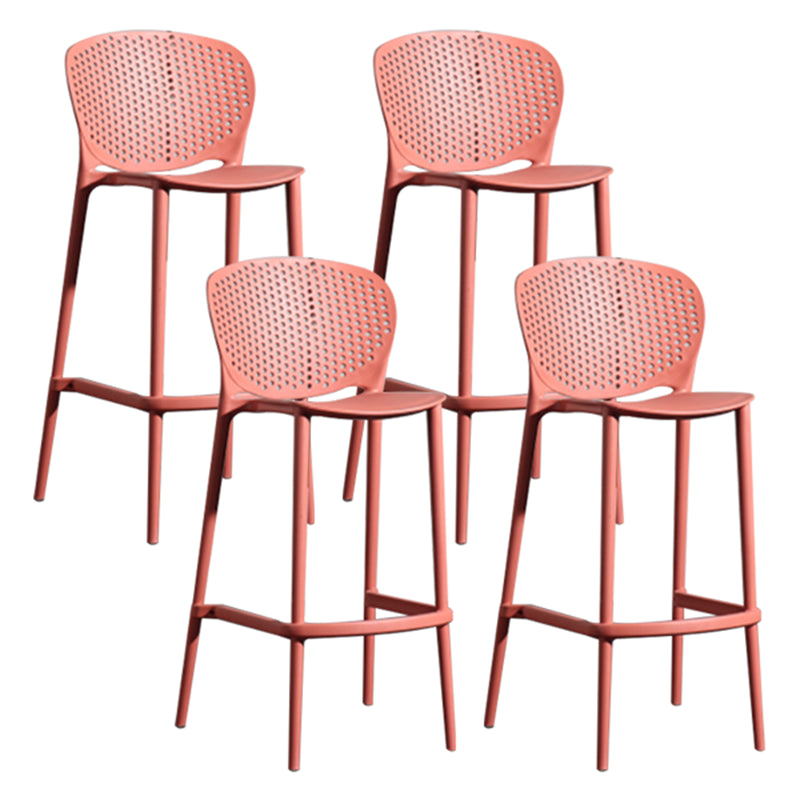 Contemporary Style Bar-stool Plastic Counter Bar Stool with Plastic Legs for Home Red 4 Piece Set Clearhalo 'Bar Furniture' 'Bar Stools' 'bar_stools' 'furn' 'furn_bar_stools' 'Furniture' 'furniture_bar_stools' 'Kitchen & Dining Furniture' 5003168