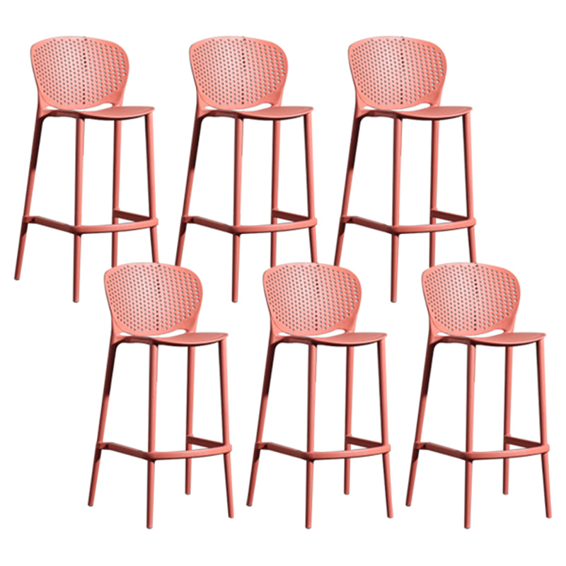 Contemporary Style Bar-stool Plastic Counter Bar Stool with Plastic Legs for Home Red 6 Piece Set Clearhalo 'Bar Furniture' 'Bar Stools' 'bar_stools' 'furn' 'furn_bar_stools' 'Furniture' 'furniture_bar_stools' 'Kitchen & Dining Furniture' 5003170