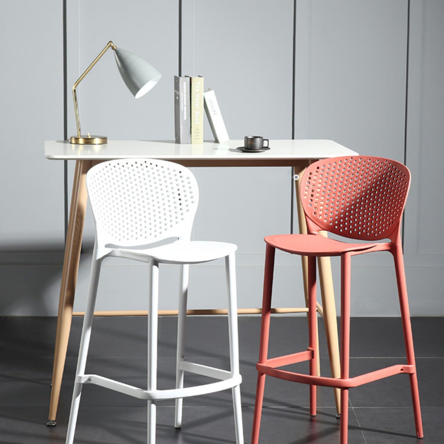Contemporary Style Bar-stool Plastic Counter Bar Stool with Plastic Legs for Home Clearhalo 'Bar Furniture' 'Bar Stools' 'bar_stools' 'furn' 'furn_bar_stools' 'Furniture' 'furniture_bar_stools' 'Kitchen & Dining Furniture' 5003171