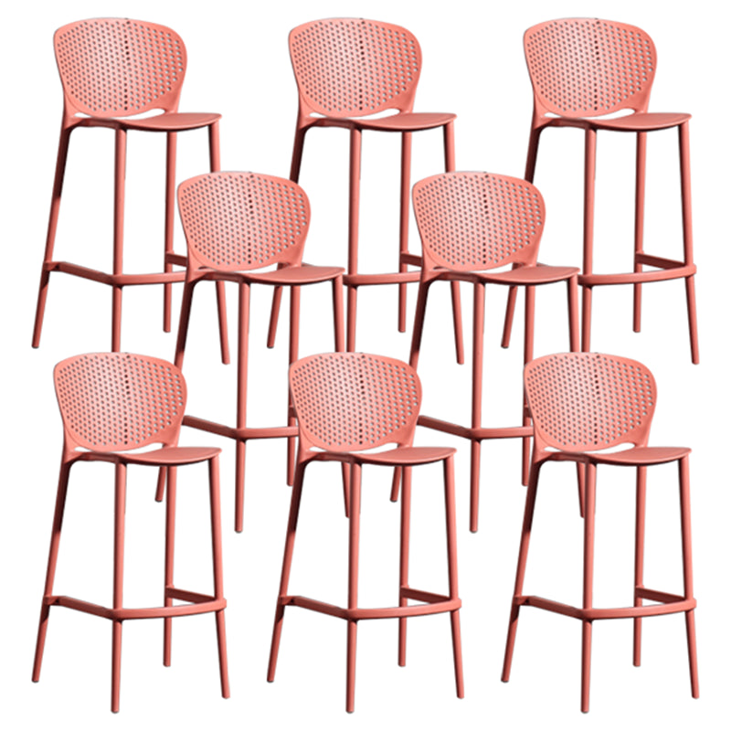 Contemporary Style Bar-stool Plastic Counter Bar Stool with Plastic Legs for Home Red 8 Piece Set Clearhalo 'Bar Furniture' 'Bar Stools' 'bar_stools' 'furn' 'furn_bar_stools' 'Furniture' 'furniture_bar_stools' 'Kitchen & Dining Furniture' 5003172
