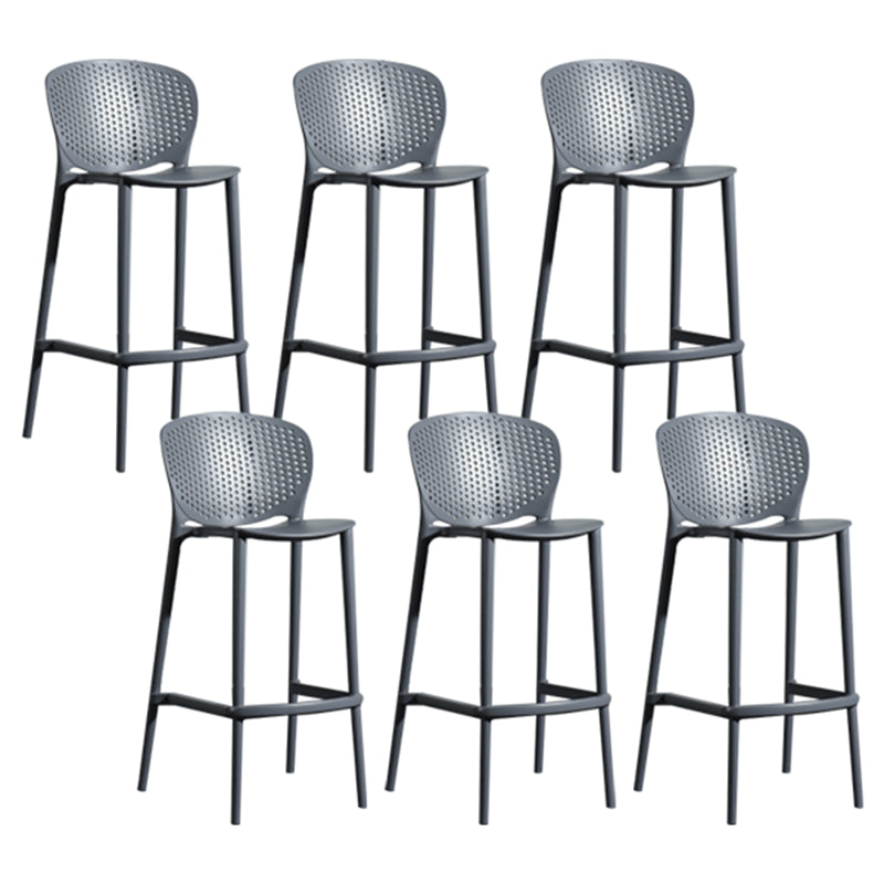 Contemporary Style Bar-stool Plastic Counter Bar Stool with Plastic Legs for Home Black 6 Piece Set Clearhalo 'Bar Furniture' 'Bar Stools' 'bar_stools' 'furn' 'furn_bar_stools' 'Furniture' 'furniture_bar_stools' 'Kitchen & Dining Furniture' 5003178