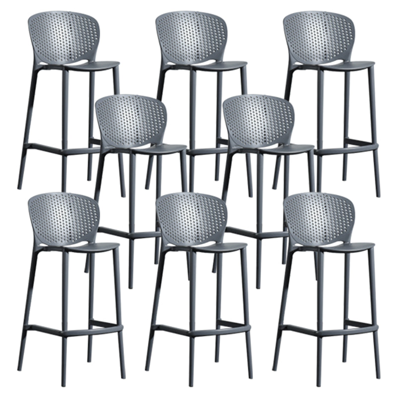Contemporary Style Bar-stool Plastic Counter Bar Stool with Plastic Legs for Home Black 8 Piece Set Clearhalo 'Bar Furniture' 'Bar Stools' 'bar_stools' 'furn' 'furn_bar_stools' 'Furniture' 'furniture_bar_stools' 'Kitchen & Dining Furniture' 5003181