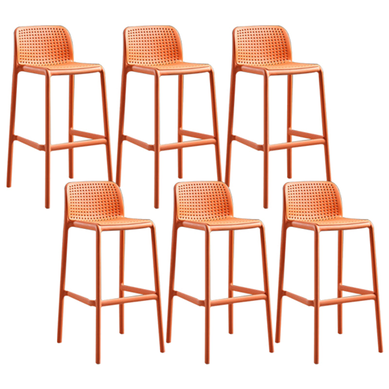Contemporary Style Bar-stool Plastic Counter Bar Stool with Plastic Legs for Home Orange 6 Piece Set Clearhalo 'Bar Furniture' 'Bar Stools' 'bar_stools' 'furn' 'furn_bar_stools' 'Furniture' 'furniture_bar_stools' 'Kitchen & Dining Furniture' 5003195