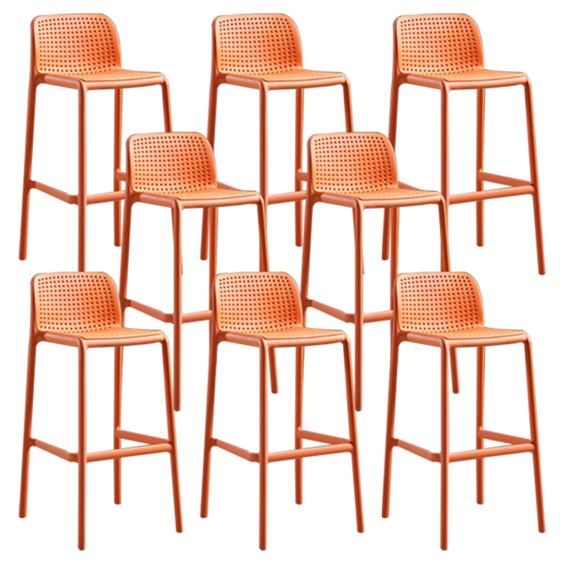 Contemporary Style Bar-stool Plastic Counter Bar Stool with Plastic Legs for Home Orange 8 Piece Set Clearhalo 'Bar Furniture' 'Bar Stools' 'bar_stools' 'furn' 'furn_bar_stools' 'Furniture' 'furniture_bar_stools' 'Kitchen & Dining Furniture' 5003196