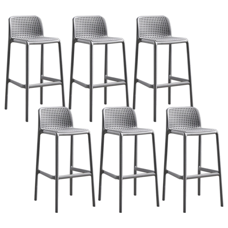 Contemporary Style Bar-stool Plastic Counter Bar Stool with Plastic Legs for Home Grey 6 Piece Set Clearhalo 'Bar Furniture' 'Bar Stools' 'bar_stools' 'furn' 'furn_bar_stools' 'Furniture' 'furniture_bar_stools' 'Kitchen & Dining Furniture' 5003203