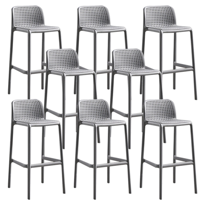 Contemporary Style Bar-stool Plastic Counter Bar Stool with Plastic Legs for Home Grey 8 Piece Set Clearhalo 'Bar Furniture' 'Bar Stools' 'bar_stools' 'furn' 'furn_bar_stools' 'Furniture' 'furniture_bar_stools' 'Kitchen & Dining Furniture' 5003204