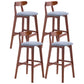 Scandinavian Restaurant Rubberwood Stool Matte Finish Upholstered Bar Stools Blue 4 Piece Set Clearhalo 'Bar Furniture' 'Bar Stools' 'bar_stools' 'furn' 'furn_bar_stools' 'Furniture' 'furniture_bar_stools' 'Kitchen & Dining Furniture' 5003352