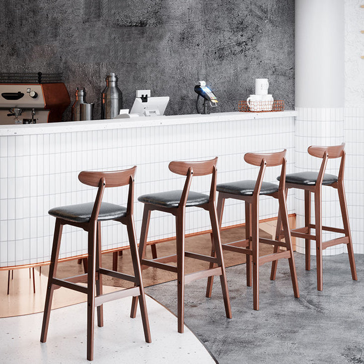 Scandinavian Restaurant Rubberwood Stool Matte Finish Upholstered Bar Stools Clearhalo 'Bar Furniture' 'Bar Stools' 'bar_stools' 'furn' 'furn_bar_stools' 'Furniture' 'furniture_bar_stools' 'Kitchen & Dining Furniture' 5003353