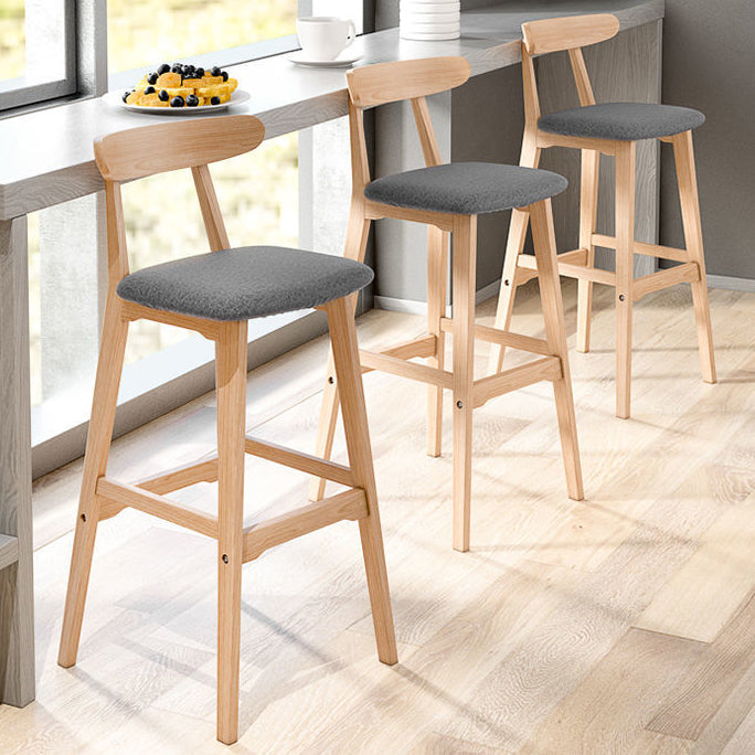 Scandinavian Restaurant Rubberwood Stool Matte Finish Upholstered Bar Stools Clearhalo 'Bar Furniture' 'Bar Stools' 'bar_stools' 'furn' 'furn_bar_stools' 'Furniture' 'furniture_bar_stools' 'Kitchen & Dining Furniture' 5003356