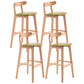 Scandinavian Restaurant Rubberwood Stool Matte Finish Upholstered Bar Stools Green 4 Piece Set Clearhalo 'Bar Furniture' 'Bar Stools' 'bar_stools' 'furn' 'furn_bar_stools' 'Furniture' 'furniture_bar_stools' 'Kitchen & Dining Furniture' 5003361
