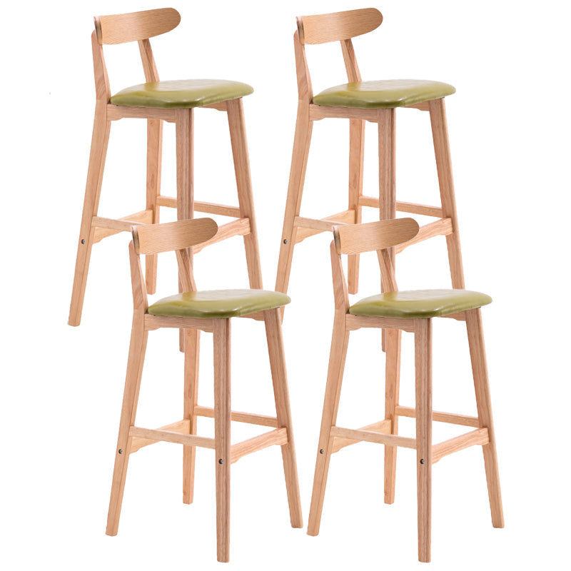 Scandinavian Restaurant Rubberwood Stool Matte Finish Upholstered Bar Stools Green 4 Piece Set Clearhalo 'Bar Furniture' 'Bar Stools' 'bar_stools' 'furn' 'furn_bar_stools' 'Furniture' 'furniture_bar_stools' 'Kitchen & Dining Furniture' 5003361