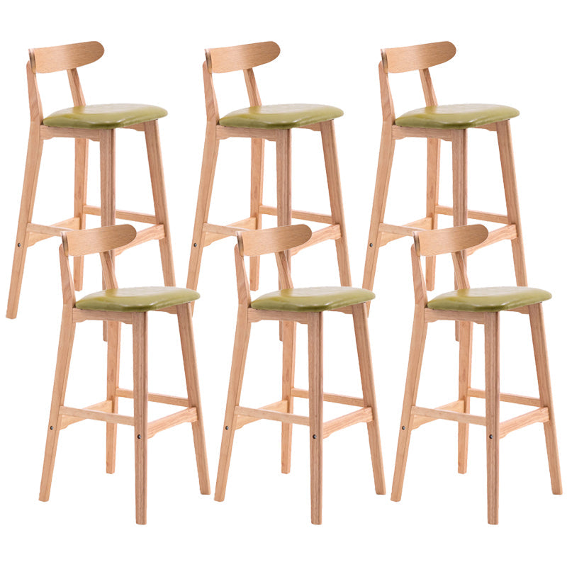 Scandinavian Restaurant Rubberwood Stool Matte Finish Upholstered Bar Stools Green 6 Piece Set Clearhalo 'Bar Furniture' 'Bar Stools' 'bar_stools' 'furn' 'furn_bar_stools' 'Furniture' 'furniture_bar_stools' 'Kitchen & Dining Furniture' 5003362