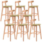 Scandinavian Restaurant Rubberwood Stool Matte Finish Upholstered Bar Stools Green 8 Piece Set Clearhalo 'Bar Furniture' 'Bar Stools' 'bar_stools' 'furn' 'furn_bar_stools' 'Furniture' 'furniture_bar_stools' 'Kitchen & Dining Furniture' 5003364