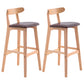 Scandinavian Restaurant Rubberwood Stool Matte Finish Upholstered Bar Stools Brown 2 Piece Set Clearhalo 'Bar Furniture' 'Bar Stools' 'bar_stools' 'furn' 'furn_bar_stools' 'Furniture' 'furniture_bar_stools' 'Kitchen & Dining Furniture' 5003367