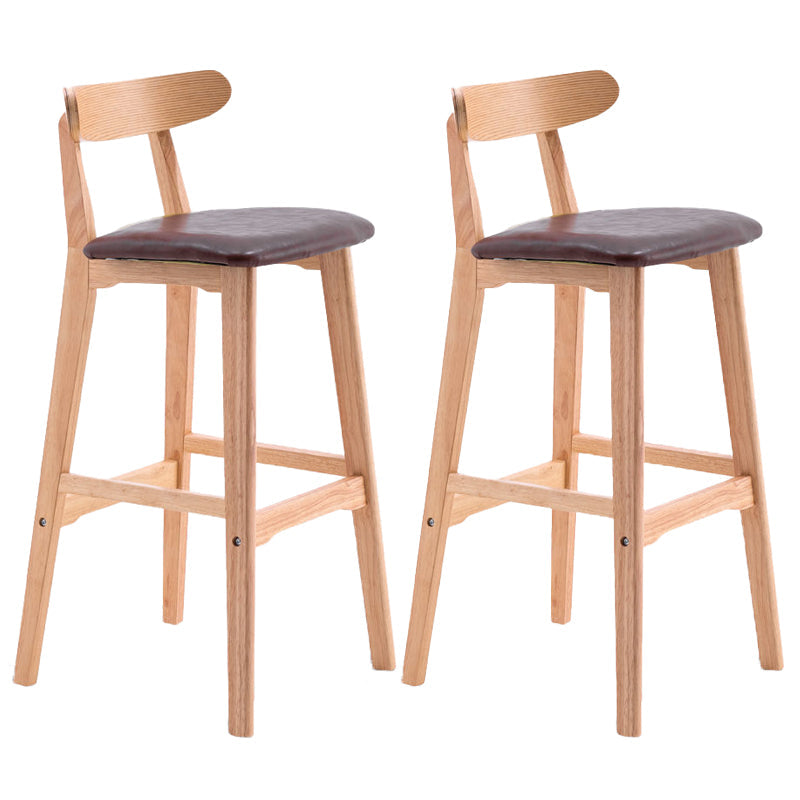 Scandinavian Restaurant Rubberwood Stool Matte Finish Upholstered Bar Stools Brown 2 Piece Set Clearhalo 'Bar Furniture' 'Bar Stools' 'bar_stools' 'furn' 'furn_bar_stools' 'Furniture' 'furniture_bar_stools' 'Kitchen & Dining Furniture' 5003367