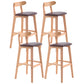 Scandinavian Restaurant Rubberwood Stool Matte Finish Upholstered Bar Stools Brown 4 Piece Set Clearhalo 'Bar Furniture' 'Bar Stools' 'bar_stools' 'furn' 'furn_bar_stools' 'Furniture' 'furniture_bar_stools' 'Kitchen & Dining Furniture' 5003369