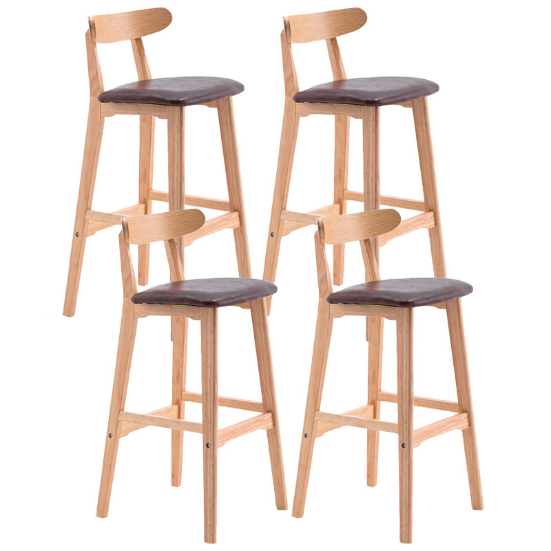 Scandinavian Restaurant Rubberwood Stool Matte Finish Upholstered Bar Stools Brown 4 Piece Set Clearhalo 'Bar Furniture' 'Bar Stools' 'bar_stools' 'furn' 'furn_bar_stools' 'Furniture' 'furniture_bar_stools' 'Kitchen & Dining Furniture' 5003369