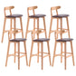Scandinavian Restaurant Rubberwood Stool Matte Finish Upholstered Bar Stools Brown 6 Piece Set Clearhalo 'Bar Furniture' 'Bar Stools' 'bar_stools' 'furn' 'furn_bar_stools' 'Furniture' 'furniture_bar_stools' 'Kitchen & Dining Furniture' 5003370