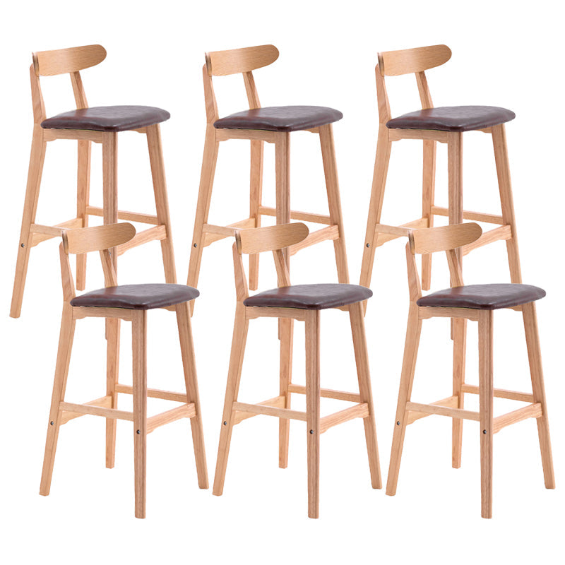 Scandinavian Restaurant Rubberwood Stool Matte Finish Upholstered Bar Stools Brown 6 Piece Set Clearhalo 'Bar Furniture' 'Bar Stools' 'bar_stools' 'furn' 'furn_bar_stools' 'Furniture' 'furniture_bar_stools' 'Kitchen & Dining Furniture' 5003370