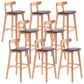 Scandinavian Restaurant Rubberwood Stool Matte Finish Upholstered Bar Stools Brown 8 Piece Set Clearhalo 'Bar Furniture' 'Bar Stools' 'bar_stools' 'furn' 'furn_bar_stools' 'Furniture' 'furniture_bar_stools' 'Kitchen & Dining Furniture' 5003371