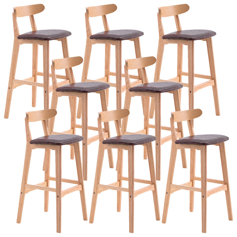 Scandinavian Restaurant Rubberwood Stool Matte Finish Upholstered Bar Stools Brown 8 Piece Set Clearhalo 'Bar Furniture' 'Bar Stools' 'bar_stools' 'furn' 'furn_bar_stools' 'Furniture' 'furniture_bar_stools' 'Kitchen & Dining Furniture' 5003371