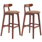 Scandinavian Restaurant Rubberwood Stool Matte Finish Upholstered Bar Stools Light Brown 2 Piece Set Clearhalo 'Bar Furniture' 'Bar Stools' 'bar_stools' 'furn' 'furn_bar_stools' 'Furniture' 'furniture_bar_stools' 'Kitchen & Dining Furniture' 5003372
