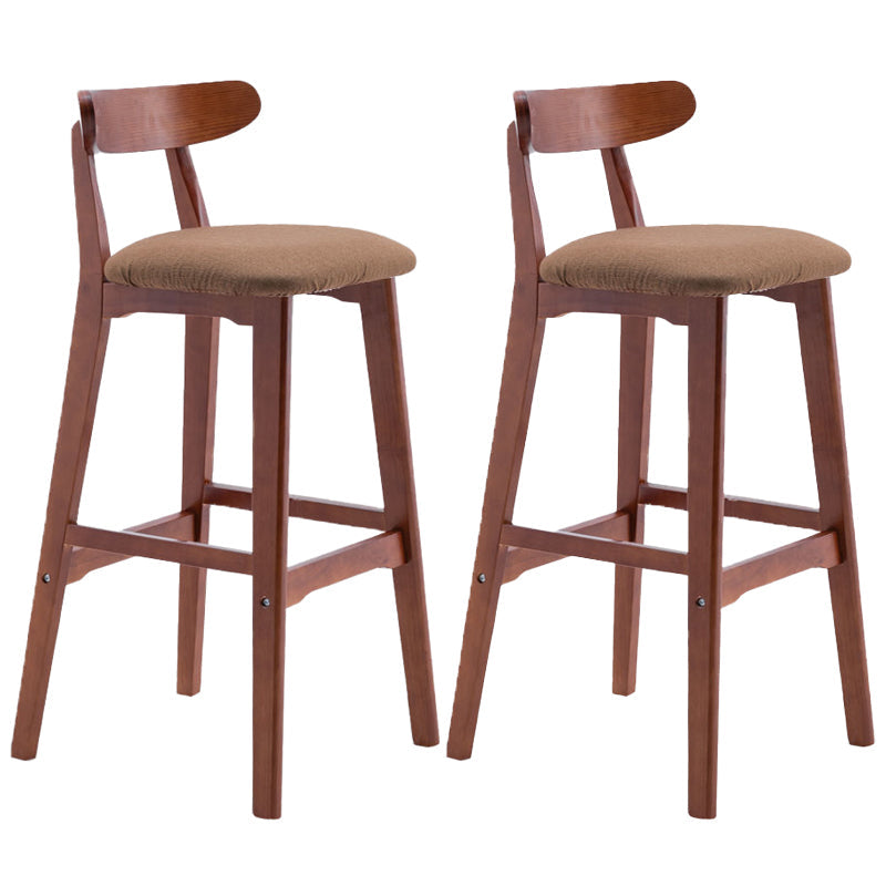 Scandinavian Restaurant Rubberwood Stool Matte Finish Upholstered Bar Stools Light Brown 2 Piece Set Clearhalo 'Bar Furniture' 'Bar Stools' 'bar_stools' 'furn' 'furn_bar_stools' 'Furniture' 'furniture_bar_stools' 'Kitchen & Dining Furniture' 5003372