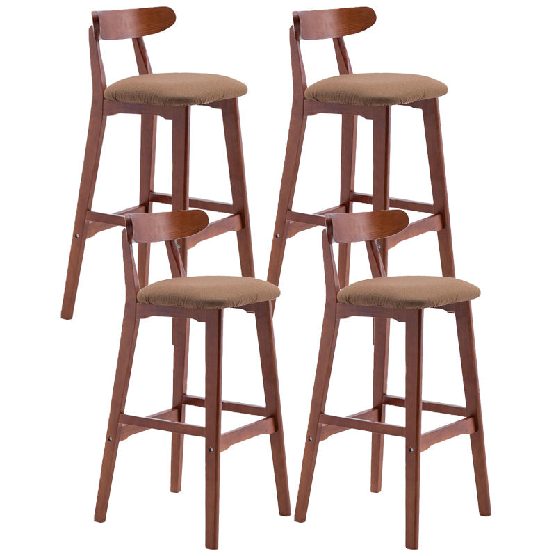 Scandinavian Restaurant Rubberwood Stool Matte Finish Upholstered Bar Stools Light Brown 4 Piece Set Clearhalo 'Bar Furniture' 'Bar Stools' 'bar_stools' 'furn' 'furn_bar_stools' 'Furniture' 'furniture_bar_stools' 'Kitchen & Dining Furniture' 5003373