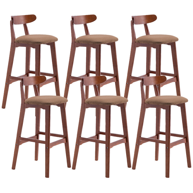 Scandinavian Restaurant Rubberwood Stool Matte Finish Upholstered Bar Stools Light Brown 6 Piece Set Clearhalo 'Bar Furniture' 'Bar Stools' 'bar_stools' 'furn' 'furn_bar_stools' 'Furniture' 'furniture_bar_stools' 'Kitchen & Dining Furniture' 5003374