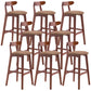 Scandinavian Restaurant Rubberwood Stool Matte Finish Upholstered Bar Stools Light Brown 8 Piece Set Clearhalo 'Bar Furniture' 'Bar Stools' 'bar_stools' 'furn' 'furn_bar_stools' 'Furniture' 'furniture_bar_stools' 'Kitchen & Dining Furniture' 5003375
