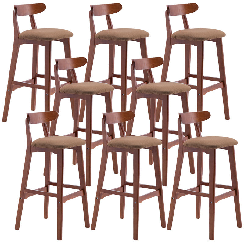 Scandinavian Restaurant Rubberwood Stool Matte Finish Upholstered Bar Stools Light Brown 8 Piece Set Clearhalo 'Bar Furniture' 'Bar Stools' 'bar_stools' 'furn' 'furn_bar_stools' 'Furniture' 'furniture_bar_stools' 'Kitchen & Dining Furniture' 5003375