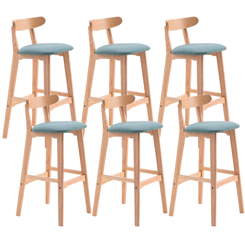 Scandinavian Restaurant Rubberwood Stool Matte Finish Upholstered Bar Stools Mint Green 6 Piece Set Clearhalo 'Bar Furniture' 'Bar Stools' 'bar_stools' 'furn' 'furn_bar_stools' 'Furniture' 'furniture_bar_stools' 'Kitchen & Dining Furniture' 5003378