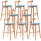 Scandinavian Restaurant Rubberwood Stool Matte Finish Upholstered Bar Stools Mint Green 8 Piece Set Clearhalo 'Bar Furniture' 'Bar Stools' 'bar_stools' 'furn' 'furn_bar_stools' 'Furniture' 'furniture_bar_stools' 'Kitchen & Dining Furniture' 5003379