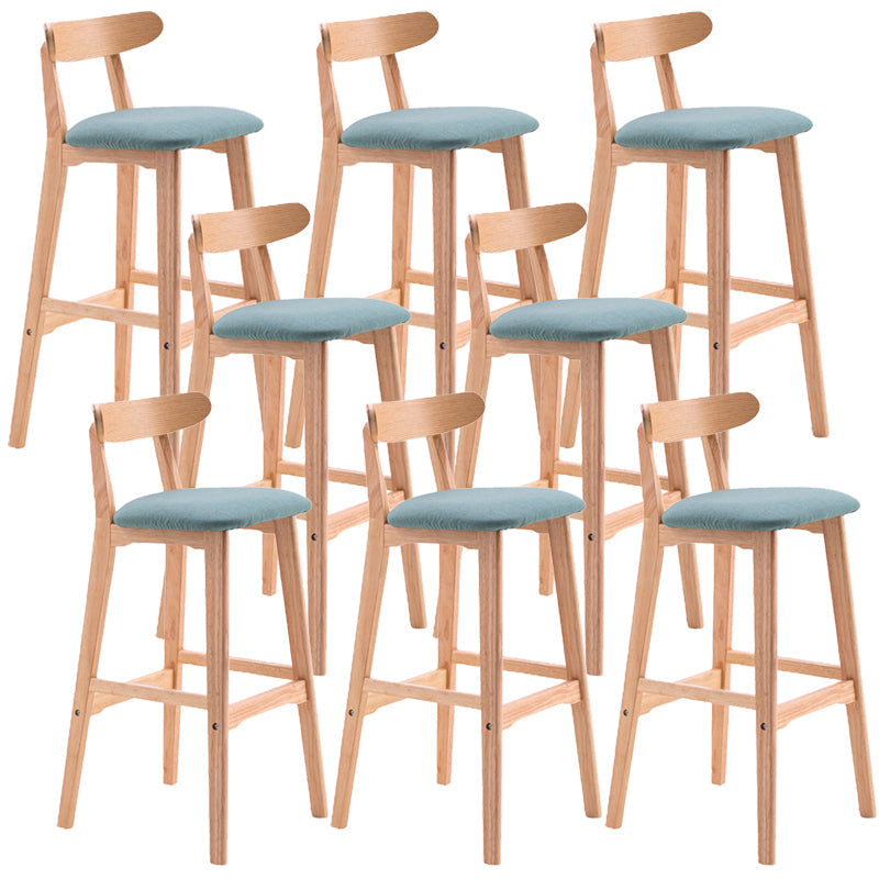 Scandinavian Restaurant Rubberwood Stool Matte Finish Upholstered Bar Stools Mint Green 8 Piece Set Clearhalo 'Bar Furniture' 'Bar Stools' 'bar_stools' 'furn' 'furn_bar_stools' 'Furniture' 'furniture_bar_stools' 'Kitchen & Dining Furniture' 5003379