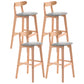 Scandinavian Restaurant Rubberwood Stool Matte Finish Upholstered Bar Stools Grey 4 Piece Set Clearhalo 'Bar Furniture' 'Bar Stools' 'bar_stools' 'furn' 'furn_bar_stools' 'Furniture' 'furniture_bar_stools' 'Kitchen & Dining Furniture' 5003381