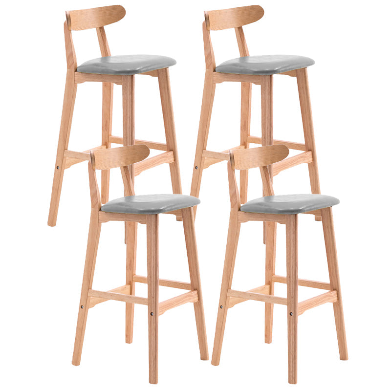 Scandinavian Restaurant Rubberwood Stool Matte Finish Upholstered Bar Stools Grey 4 Piece Set Clearhalo 'Bar Furniture' 'Bar Stools' 'bar_stools' 'furn' 'furn_bar_stools' 'Furniture' 'furniture_bar_stools' 'Kitchen & Dining Furniture' 5003381