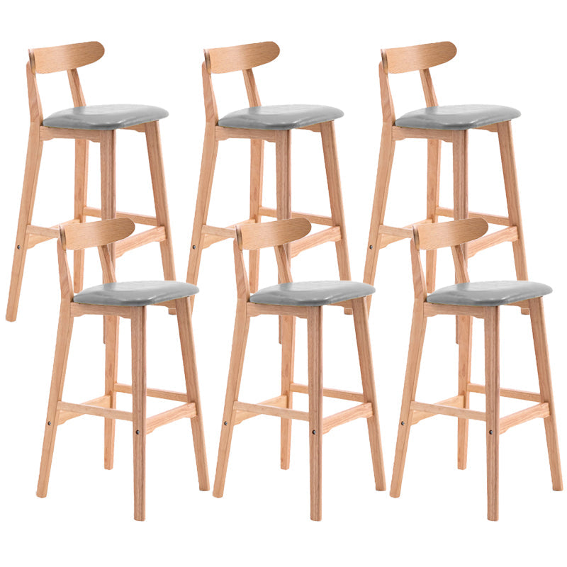 Scandinavian Restaurant Rubberwood Stool Matte Finish Upholstered Bar Stools Grey 6 Piece Set Clearhalo 'Bar Furniture' 'Bar Stools' 'bar_stools' 'furn' 'furn_bar_stools' 'Furniture' 'furniture_bar_stools' 'Kitchen & Dining Furniture' 5003382