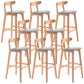 Scandinavian Restaurant Rubberwood Stool Matte Finish Upholstered Bar Stools Grey 8 Piece Set Clearhalo 'Bar Furniture' 'Bar Stools' 'bar_stools' 'furn' 'furn_bar_stools' 'Furniture' 'furniture_bar_stools' 'Kitchen & Dining Furniture' 5003383