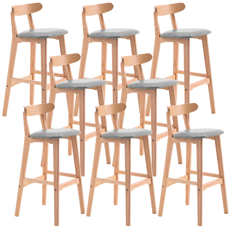 Scandinavian Restaurant Rubberwood Stool Matte Finish Upholstered Bar Stools Grey 8 Piece Set Clearhalo 'Bar Furniture' 'Bar Stools' 'bar_stools' 'furn' 'furn_bar_stools' 'Furniture' 'furniture_bar_stools' 'Kitchen & Dining Furniture' 5003383