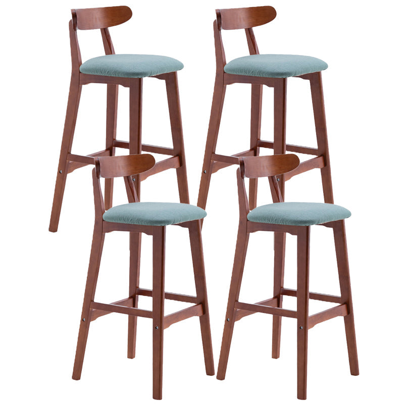Scandinavian Restaurant Rubberwood Stool Matte Finish Upholstered Bar Stools Aqua 4 Piece Set Clearhalo 'Bar Furniture' 'Bar Stools' 'bar_stools' 'furn' 'furn_bar_stools' 'Furniture' 'furniture_bar_stools' 'Kitchen & Dining Furniture' 5003385