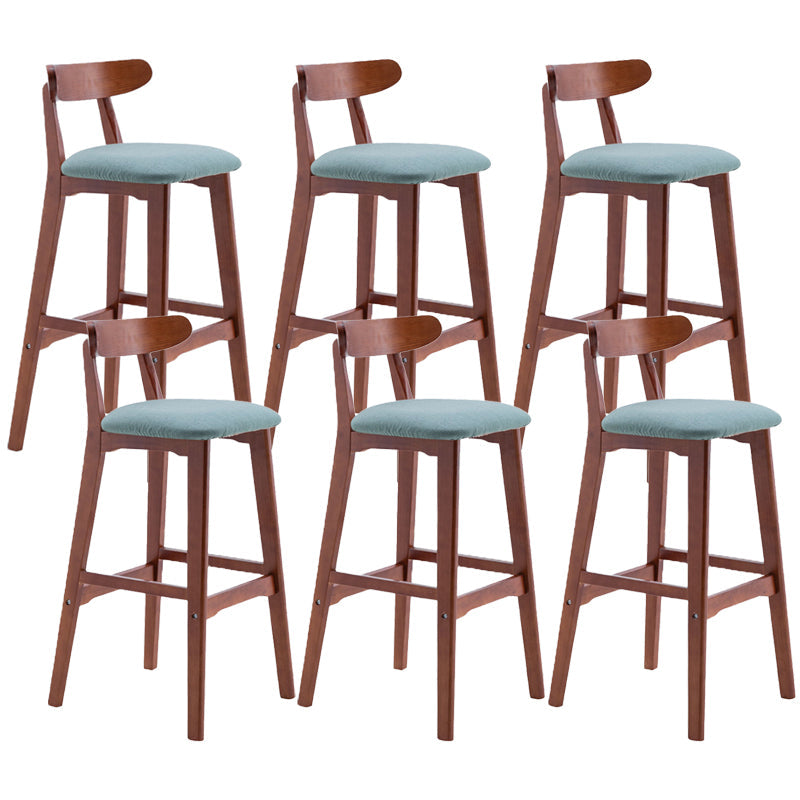 Scandinavian Restaurant Rubberwood Stool Matte Finish Upholstered Bar Stools Aqua 6 Piece Set Clearhalo 'Bar Furniture' 'Bar Stools' 'bar_stools' 'furn' 'furn_bar_stools' 'Furniture' 'furniture_bar_stools' 'Kitchen & Dining Furniture' 5003386
