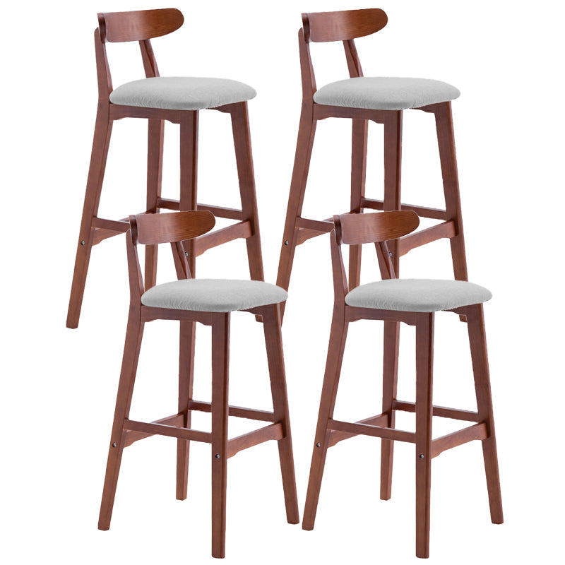 Scandinavian Restaurant Rubberwood Stool Matte Finish Upholstered Bar Stools Silver Gray 4 Piece Set Clearhalo 'Bar Furniture' 'Bar Stools' 'bar_stools' 'furn' 'furn_bar_stools' 'Furniture' 'furniture_bar_stools' 'Kitchen & Dining Furniture' 5003389
