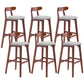 Scandinavian Restaurant Rubberwood Stool Matte Finish Upholstered Bar Stools Silver Gray 6 Piece Set Clearhalo 'Bar Furniture' 'Bar Stools' 'bar_stools' 'furn' 'furn_bar_stools' 'Furniture' 'furniture_bar_stools' 'Kitchen & Dining Furniture' 5003390