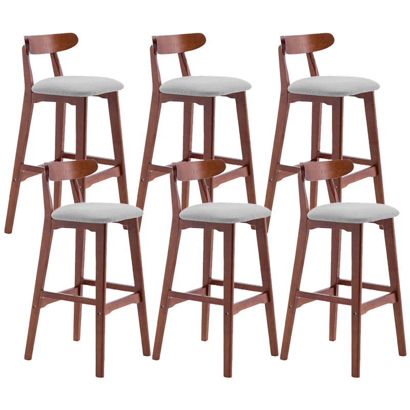 Scandinavian Restaurant Rubberwood Stool Matte Finish Upholstered Bar Stools Silver Gray 6 Piece Set Clearhalo 'Bar Furniture' 'Bar Stools' 'bar_stools' 'furn' 'furn_bar_stools' 'Furniture' 'furniture_bar_stools' 'Kitchen & Dining Furniture' 5003390
